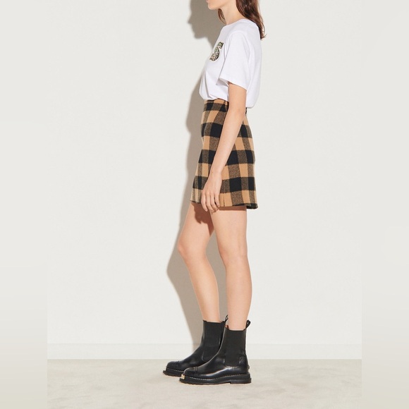 SANDRO Black and Camel Mini Skirt - Size 0 / XS - Picture 3 of 5